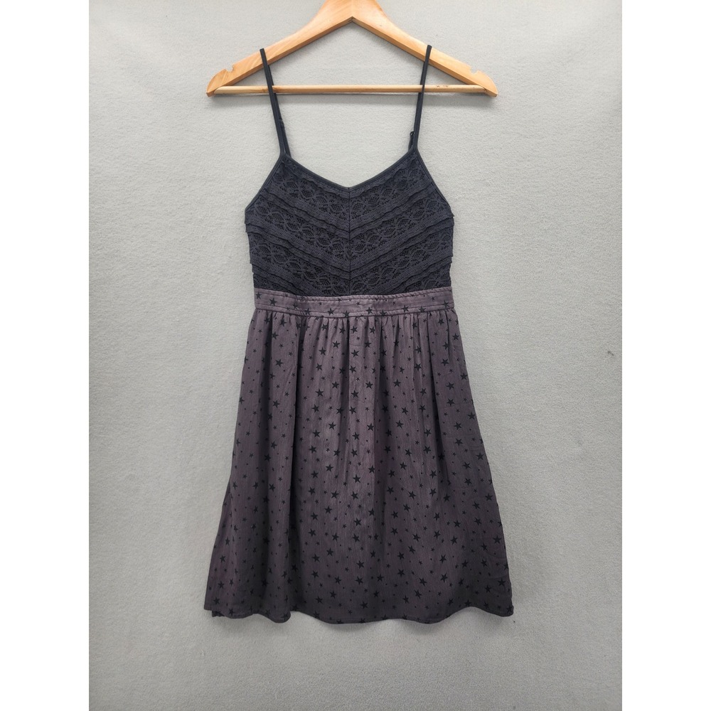 American Eagle‎ Star Print Lace Cami Dress XS Black Celestial Whimsigoth Boho